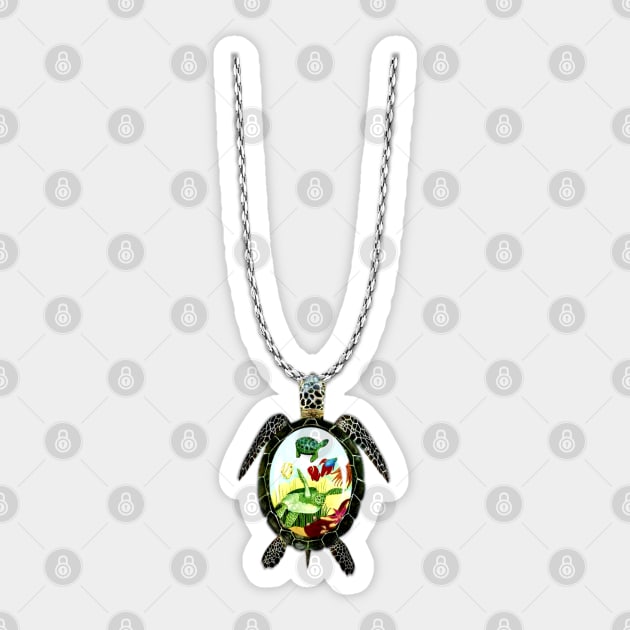 Turtle Marine Life Pendant Sticker by KC Morcom aka KCM Gems n Bling aka KCM Inspirations